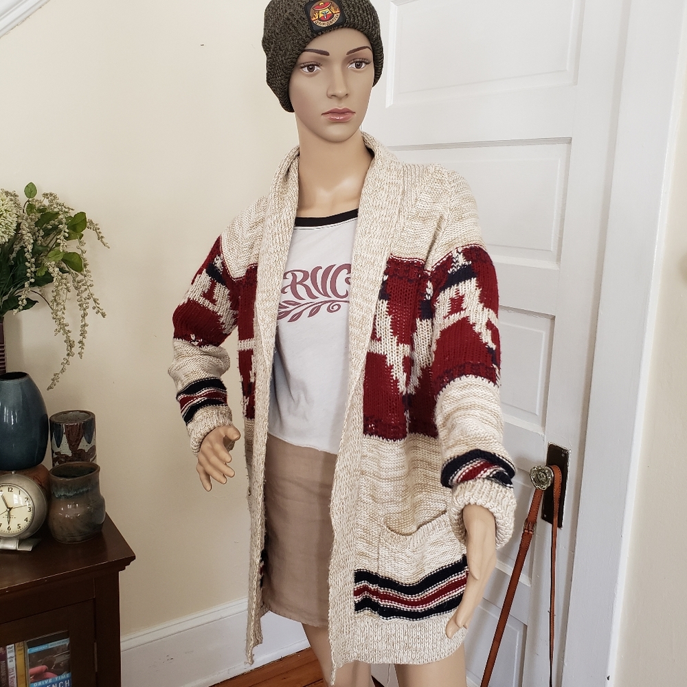 Forever 21  Aztec Ranch Sweater Cardigan sz S